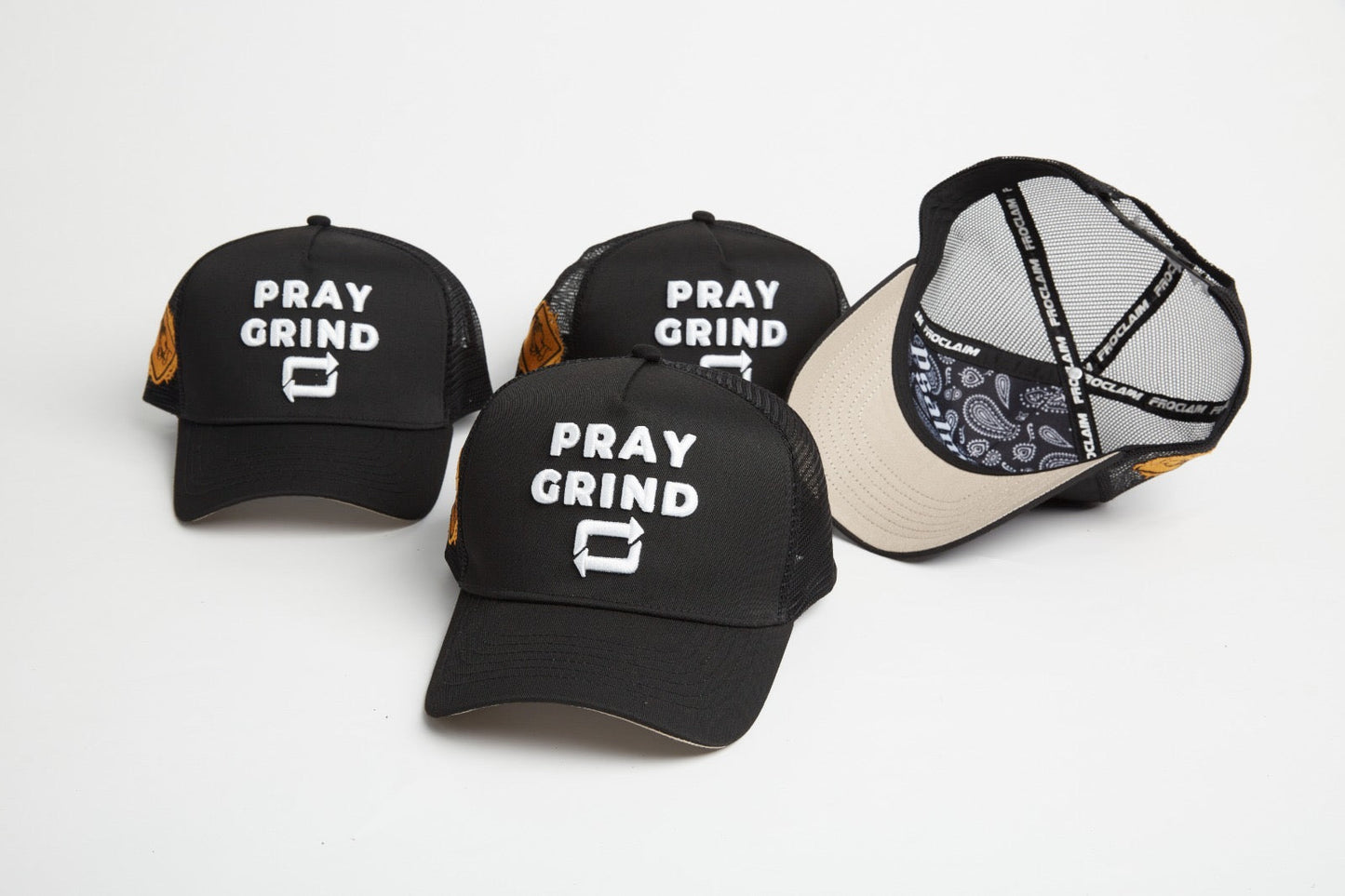 Pray Grind Repeat- Signature Series Black Mesh Snap-Back