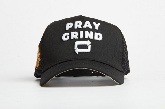 Pray Grind Repeat- Signature Series Black Mesh Snap-Back