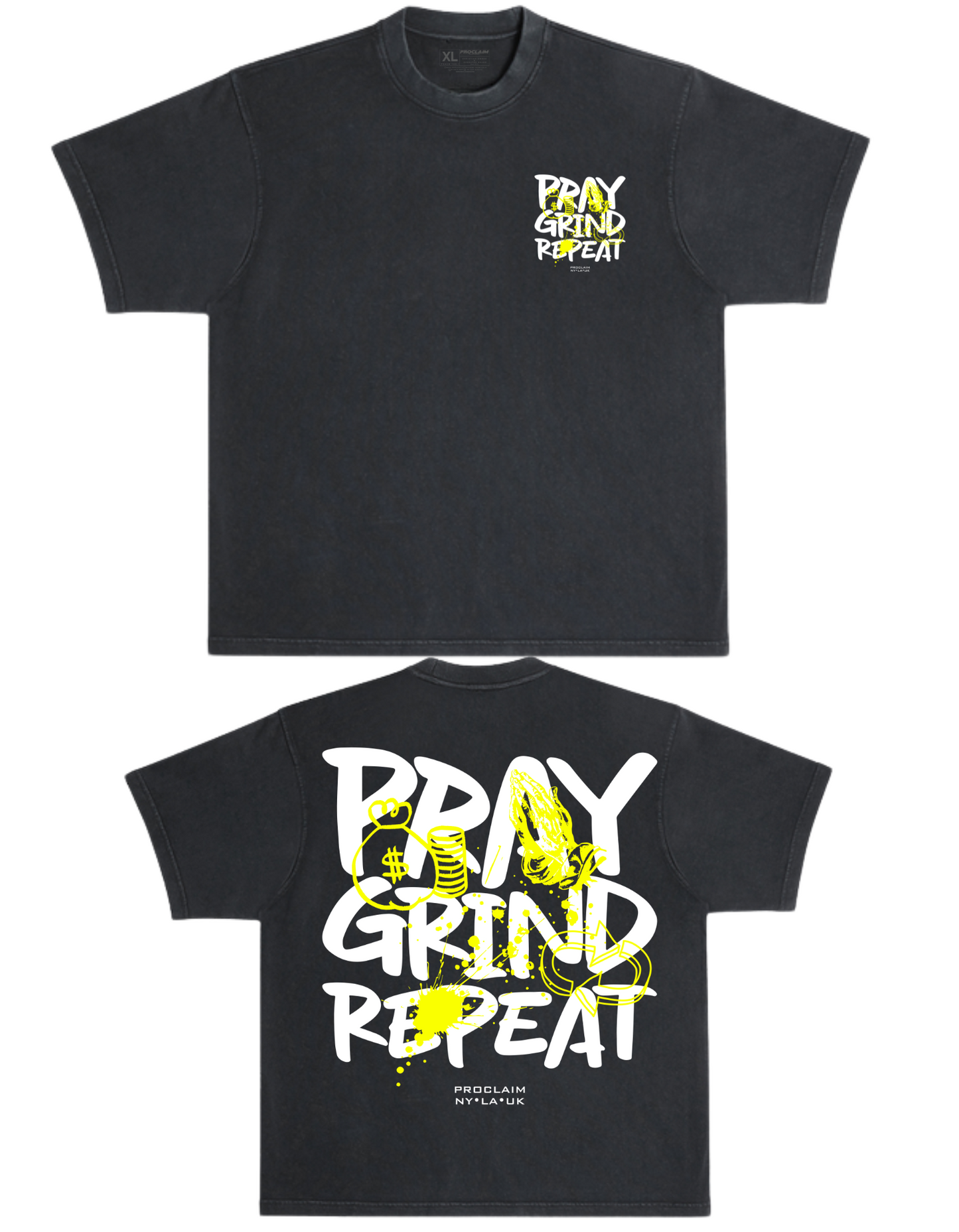 Pray Grind Repeat- Ash Grafitti T-Shirt
