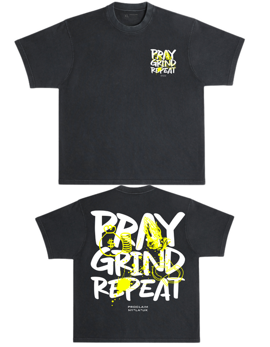Pray Grind Repeat- Ash Grafitti T-Shirt